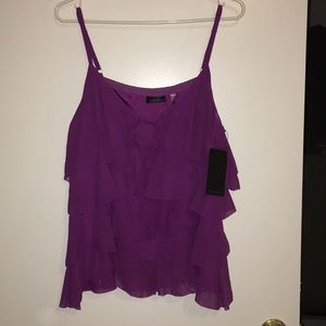 CC Couture silk ruffled camisole top size L
